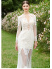 Jewel Neck Ivory Lace Tulle Enchanting Wedding Dress